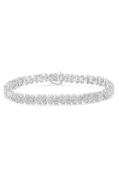2.0 Cttw Diamond Miracle-Set Nested Chevron Link 7" Tennis Bracelet